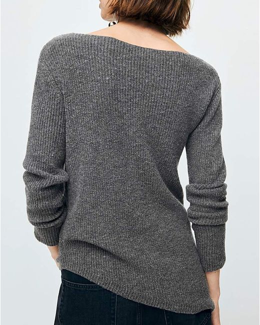 Mango Gray Bardot Jumper