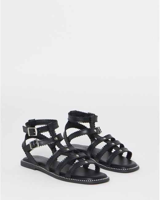 Simply Be Black Scallop Gladiator Sandals Wide