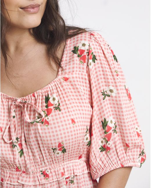 Simply Be Red Crinkle Milkmaid Blouse