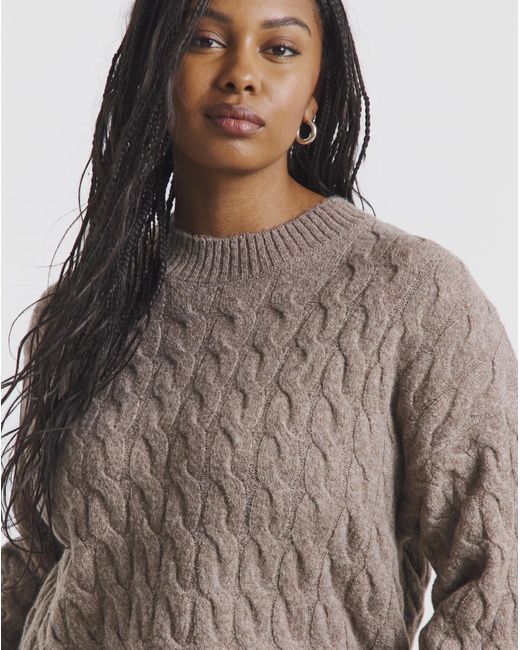 Simply Be Brown Cable Knit Jumper