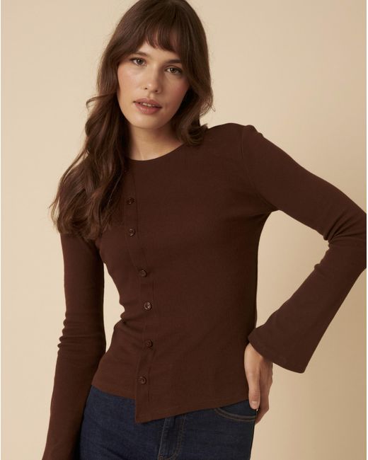 Nobody's Child Brown Asymetric Knit Top