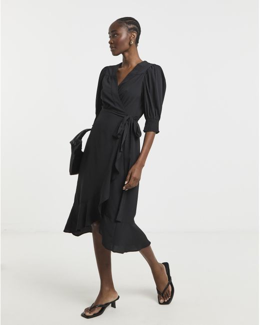 Simply Be White Ruffle Front Wrap Midi Dress