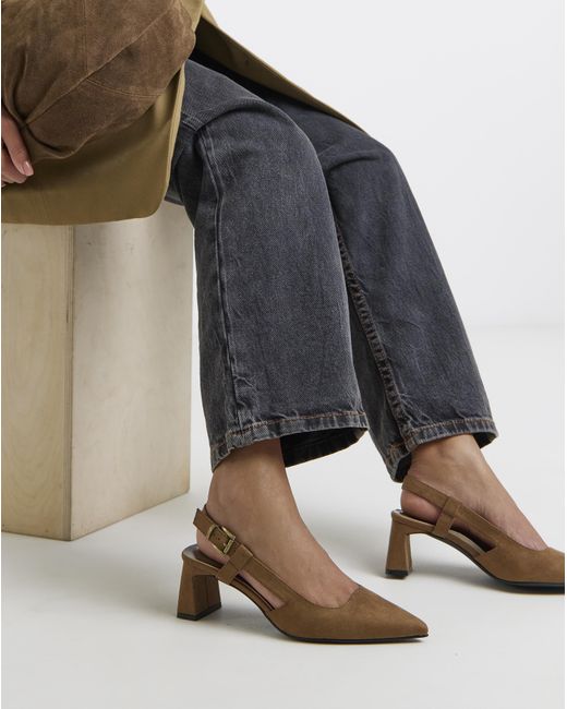 Simply Be Blue Pointed Slingback Heels Extra Wide Fit