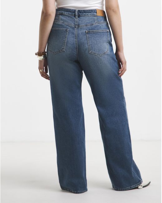 Simply Be Blue Seamed Wide Leg Jeans