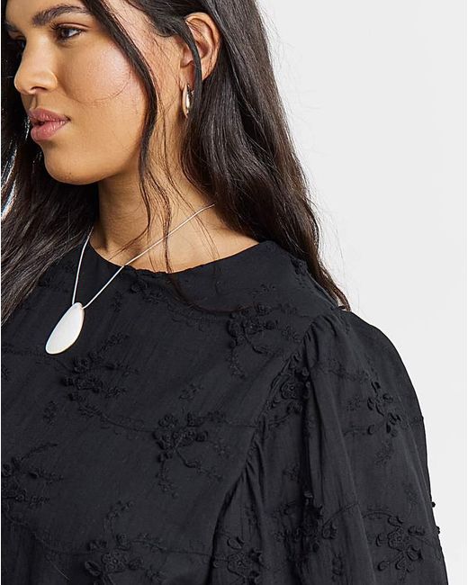 Simply Be Black Exaggerated Sleeve Top