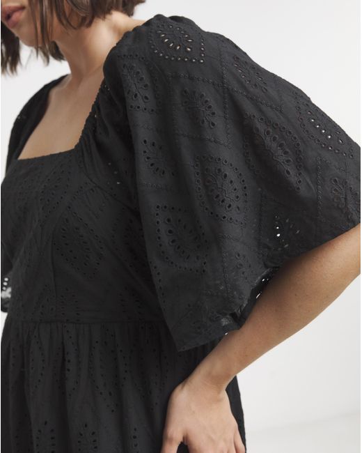 Simply Be Black Broderie Maxi Dress