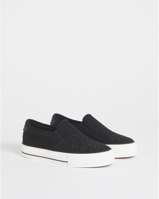Simply Be Black Slip On Canvas Trainer Extra Wide