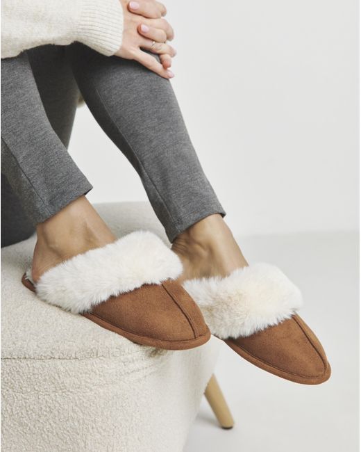 Simply Be Gray Closed Toe Mule Slippers Wide
