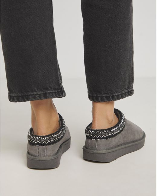 Simply Be Brown Embroidery Full Mule Slipper Extra Wide