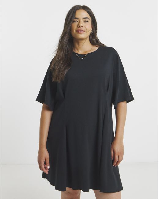 Simply Be Black Cinched Waist T-Shirt Dress
