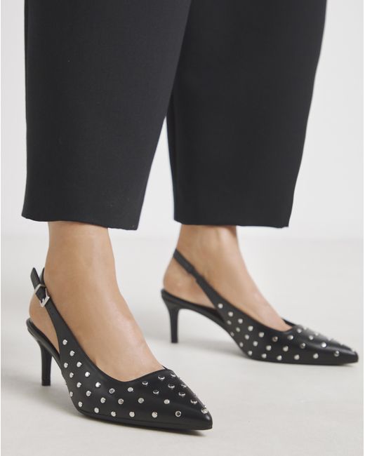 Simply Be Multicolor Studded Kitten Heel Slingback Extra Wide