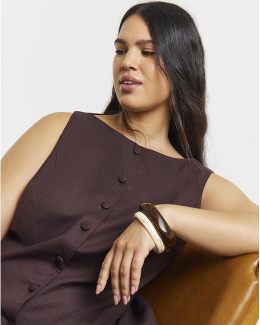 Simply Be Red Linen Boat Neck Midi Dress
