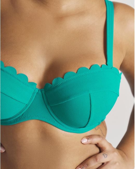 MAGISCULPT Blue Scallop Edge Bandeau Bikini Top