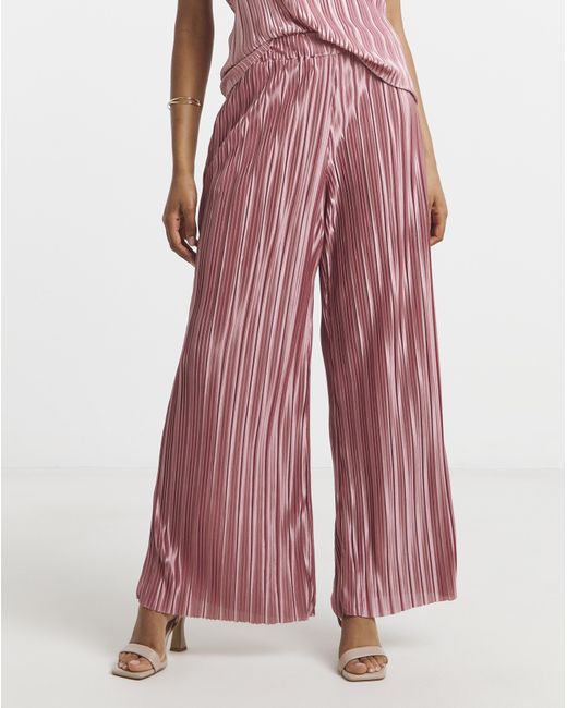 Joanna Hope Red Plisse Wide Leg Trousers