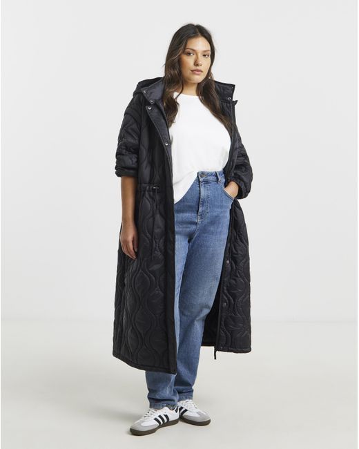 Simply Be Blue Adjustable Waist Quilted Coat