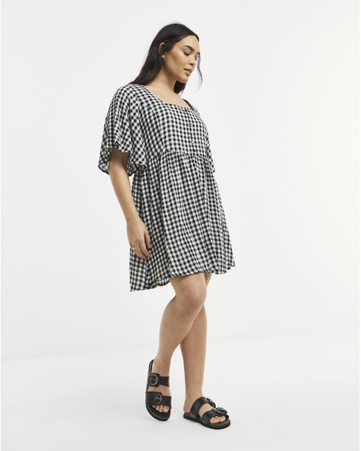 Simply Be White Gingham Historic Detail Skater Dress