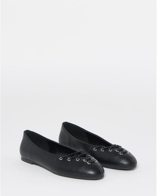 Simply Be Black Lace Front Ballerinas Wide Fit