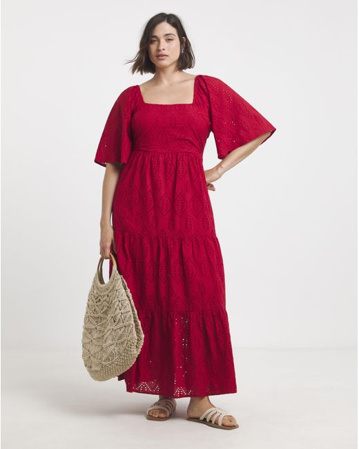 Simply Be Broderie Tiered Maxi Dress