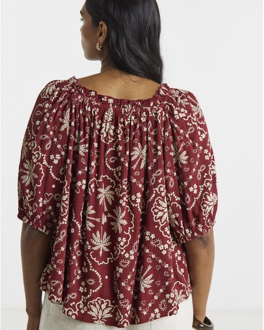 Simply Be Red Crinkle Smock Blouse