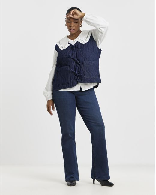 Simply Be Blue Stretch Denim Flared Jeans
