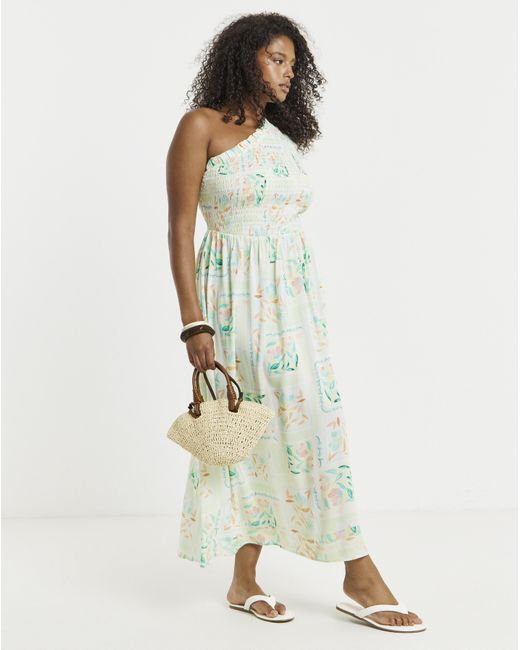 Native Youth Green Shirred Midaxi Dress