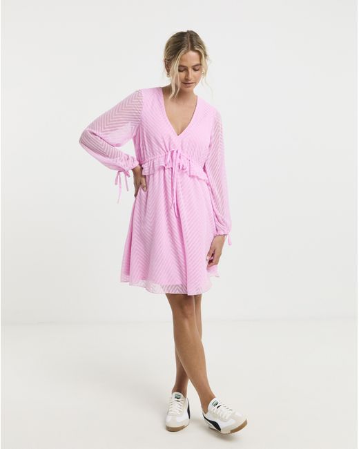 Simply Be Pink Georgette Frill Skater Dress