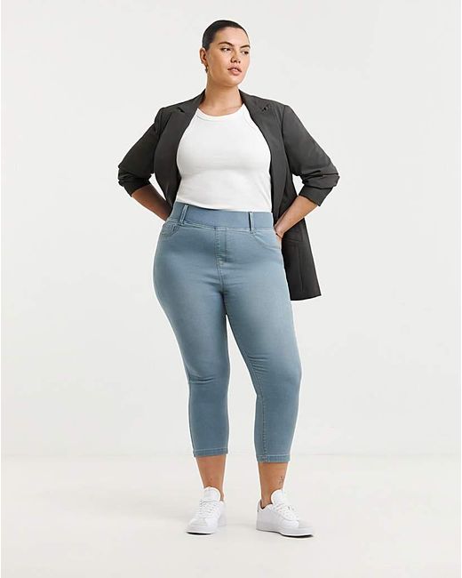 Simply Be Blue Pull On Capri Jegging