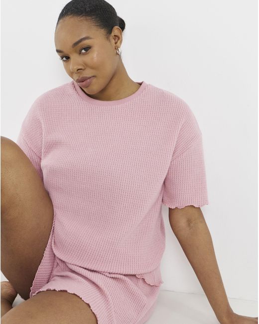 Pretty Secrets Pink Waffle Lounge Short Set