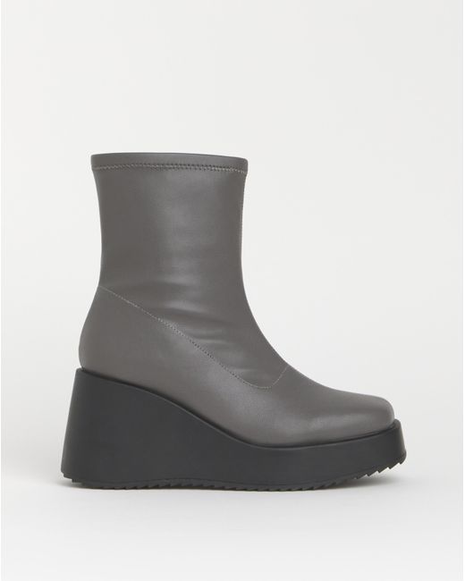 Simply Be Black Stretch Upper Wedge Ankle Boots Ex Wide