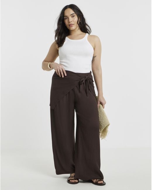 Simply Be Brown Tie Wast Trouser