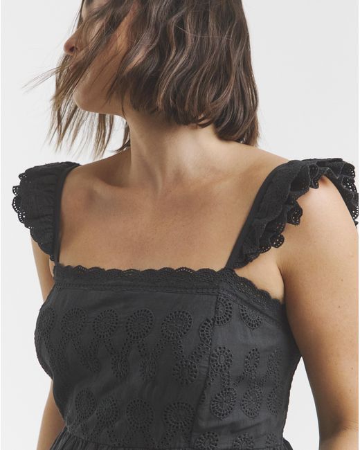 Simply Be Black Broderie Detail Midi Dress