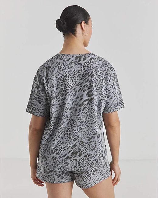 Simply Be Gray Leopard Print Value 2 Pack Shortie Sets