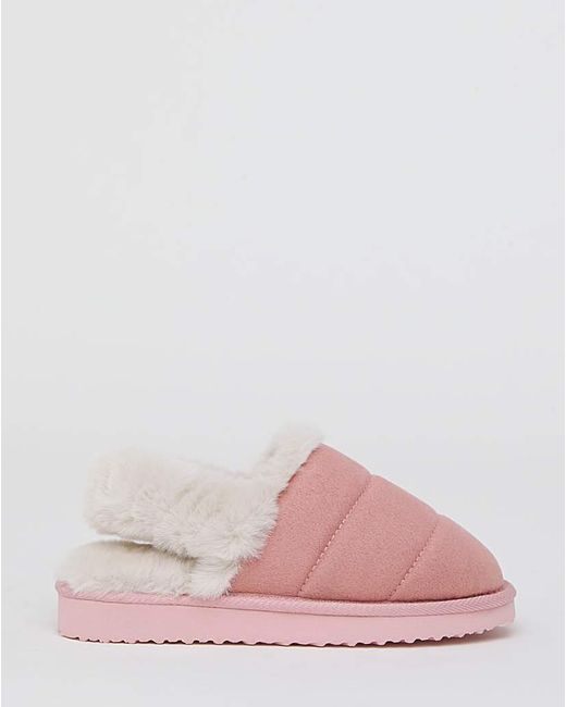 Simply Be Pink Slingback Fluffy Slipper Wide