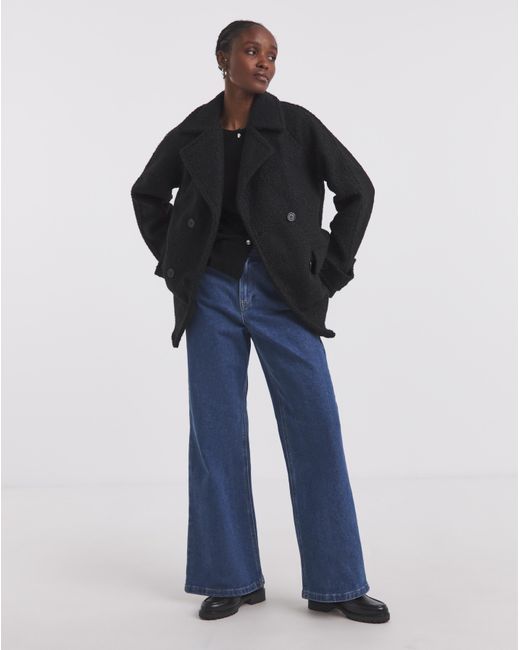 Simply Be Blue Boucle Teddy Peacoat