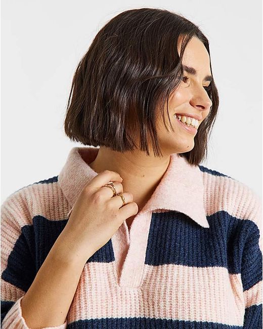 Simply Be Blue Collared Rib Jumper