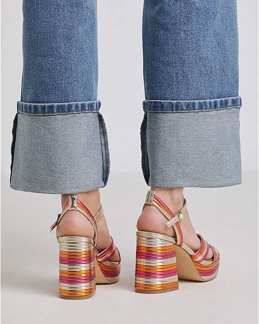 Simply Be Blue Strap Platform Heel Extra Wide