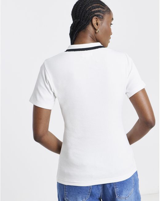 Simply Be White Short Sleeve Rib Polo Top