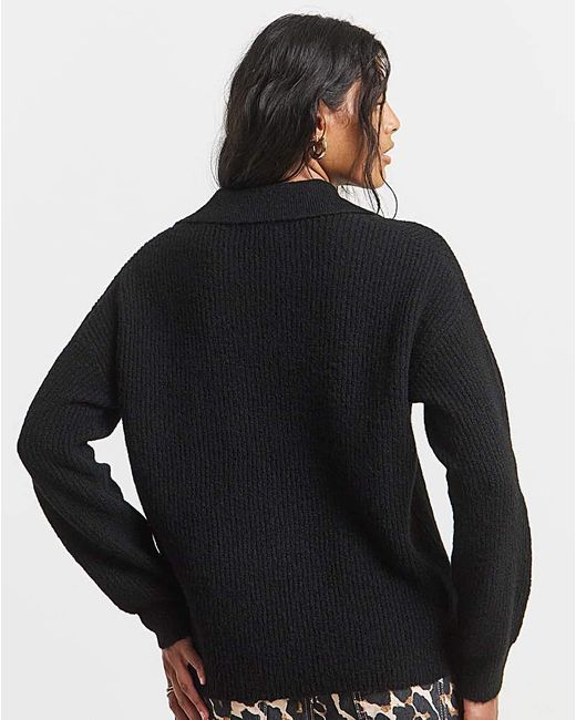 Simply Be Black V-Neck Collared Jumper