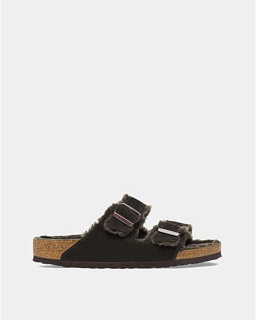 Birkenstock White Arizona Shearling Suede Leather