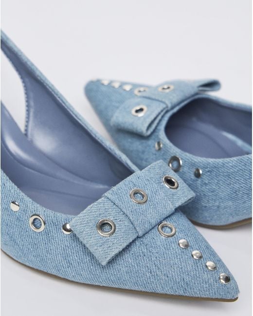 Simply Be Gray Eyelet Slingback Court Shoe Extra Wide