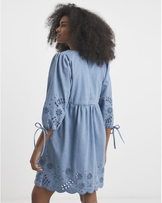 Simply Be Blue Sbe Cutwork Denim Mini Dress