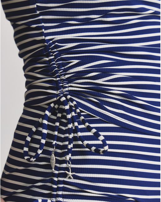 MAGISCULPT Blue Adjustable Bandeau Stripe Tankini Top