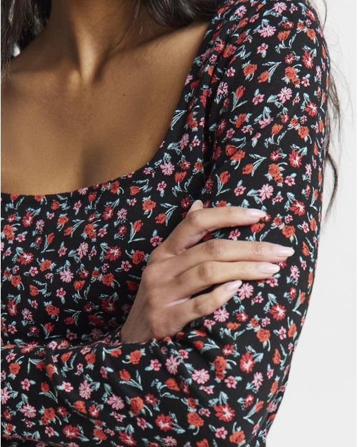 Simply Be Black Square Neck Pointelle Top