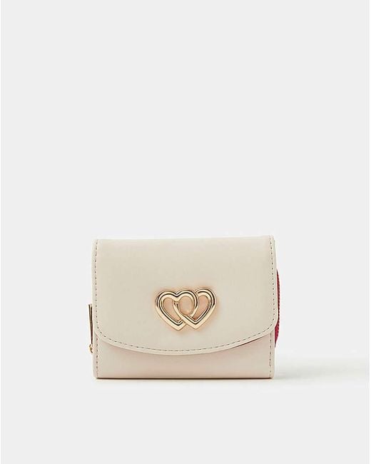 Accessorize Natural Double Heart Leather Purse