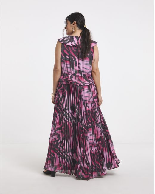 Joanna Hope Purple Printed Pleated Dress