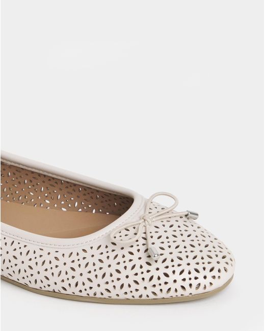 JD Williams White Lasercut Ballerina Wide
