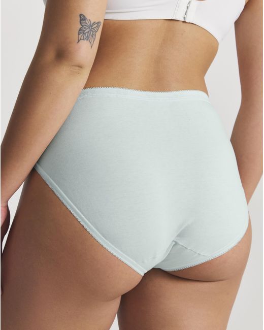 Sloggi White 3Pk Tai Hi Leg Knicker Mint Multi
