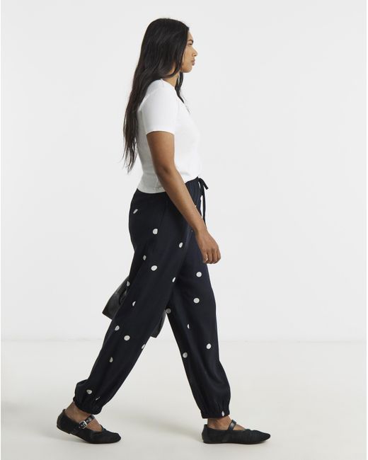 Simply Be Blue Tie Hem Linen Trouser