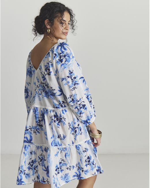 Figleaves Blue Lisbon Tiered Mini Beach Dress