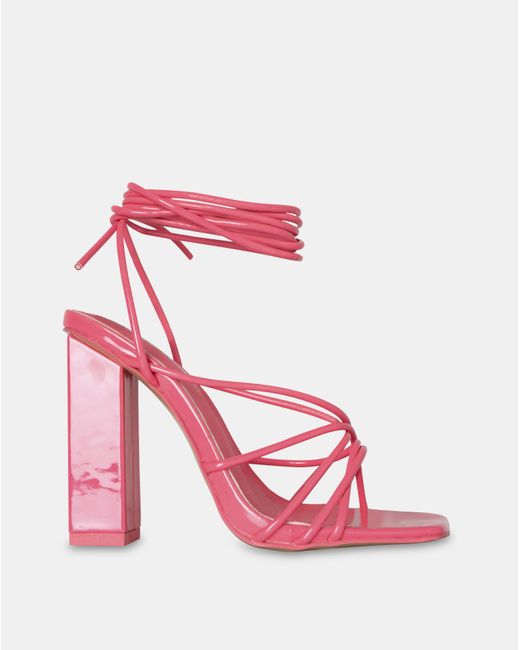 Public Desire Pink Nyla Wide Fit Lace Sandals